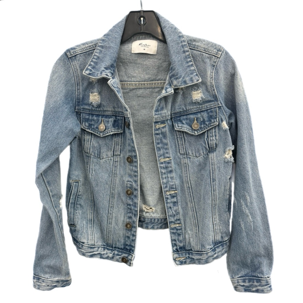 Kancan Distressed Denim Jacket Xs Medium Wash Classic Trucker Jean Jacket